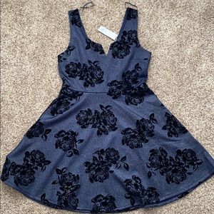 NWT Flocked Navy Dress